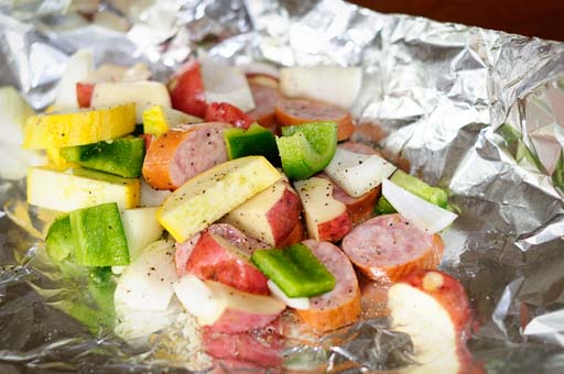 Kielbasa and Vegetable Packets 