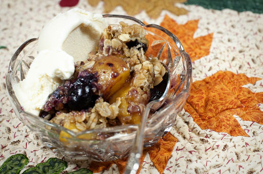 Peach and Blueberry Crisp